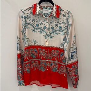 Millenovecentosettantotto 1978 Italy 🇮🇹 Red and Cream Paisley Button-Up Blouse
